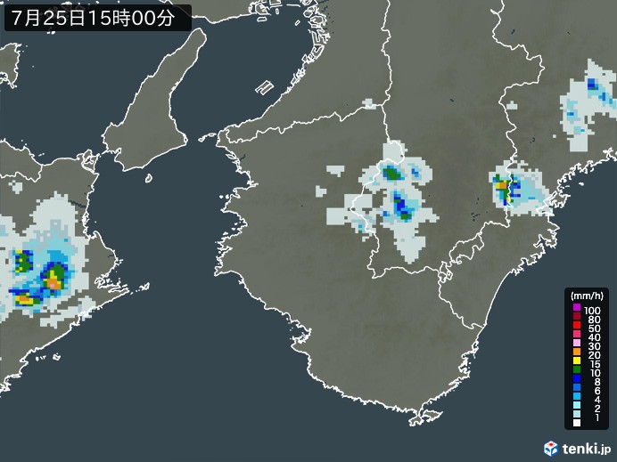 和歌山県の雨雲レーダー(2023年07月25日)