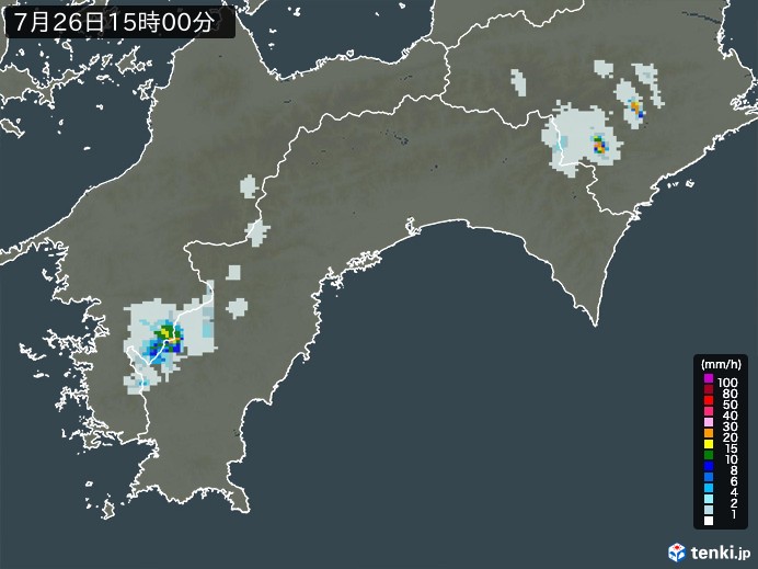 高知県の雨雲レーダー(2023年07月26日)