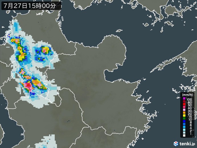 大分県の雨雲レーダー(2023年07月27日)