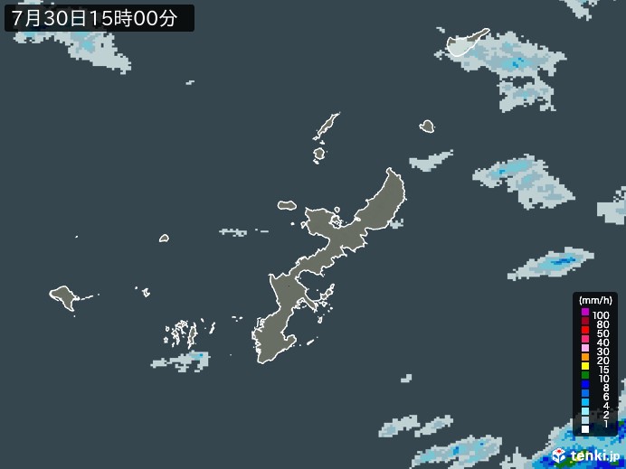 沖縄県の雨雲レーダー(2023年07月30日)