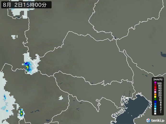 埼玉県の雨雲レーダー(2023年08月02日)