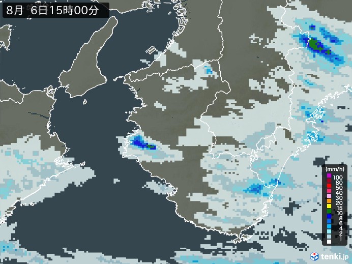 和歌山県の雨雲レーダー(2023年08月06日)