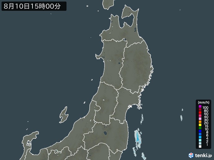 東北地方の雨雲レーダー(2023年08月10日)