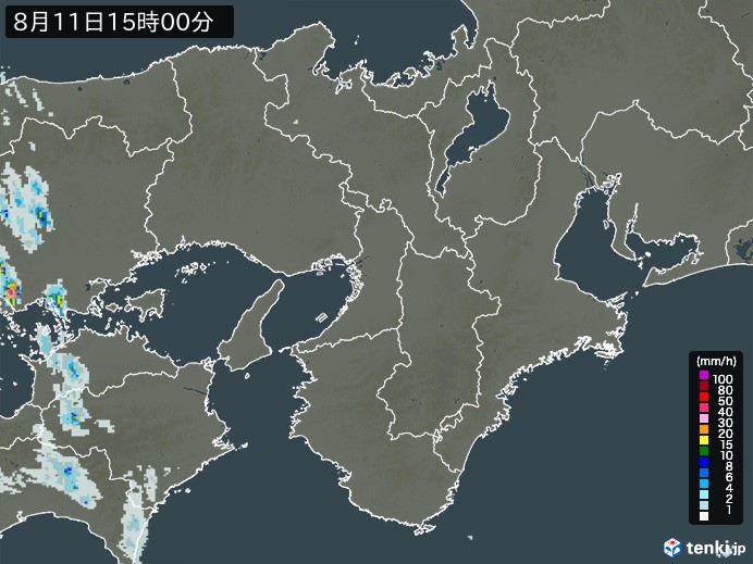 近畿地方の雨雲レーダー(2023年08月11日)