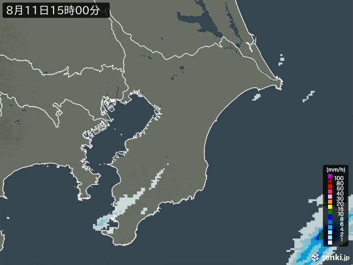 千葉県の雨雲レーダー(2023年08月11日)