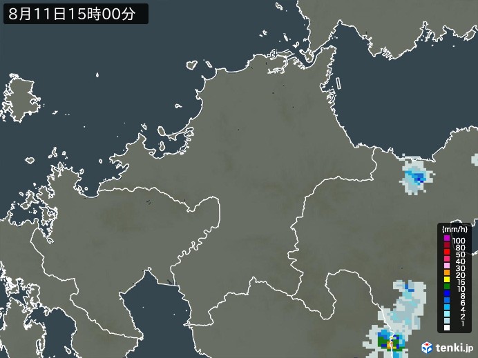 福岡県の雨雲レーダー(2023年08月11日)