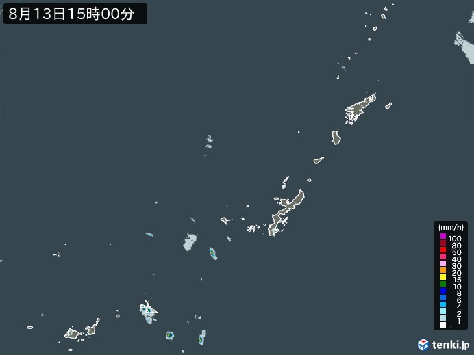 沖縄地方の雨雲レーダー(2023年08月13日)