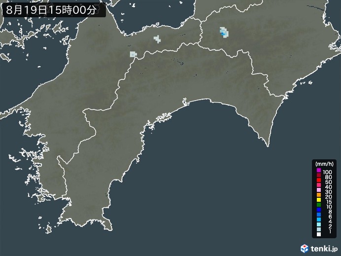高知県の雨雲レーダー(2023年08月19日)