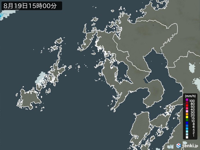 長崎県の雨雲レーダー(2023年08月19日)