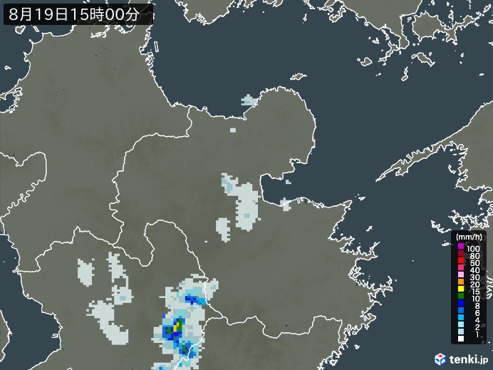 大分県の雨雲レーダー(2023年08月19日)