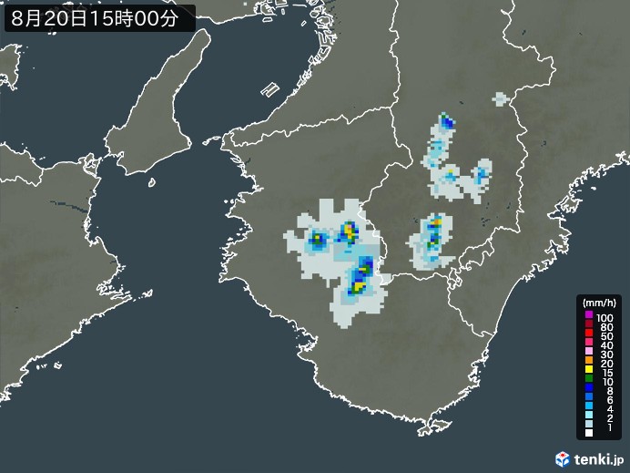 和歌山県の雨雲レーダー(2023年08月20日)
