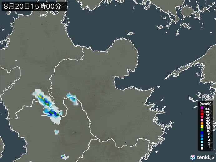 大分県の雨雲レーダー(2023年08月20日)