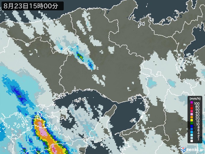 兵庫県の雨雲レーダー(2023年08月23日)