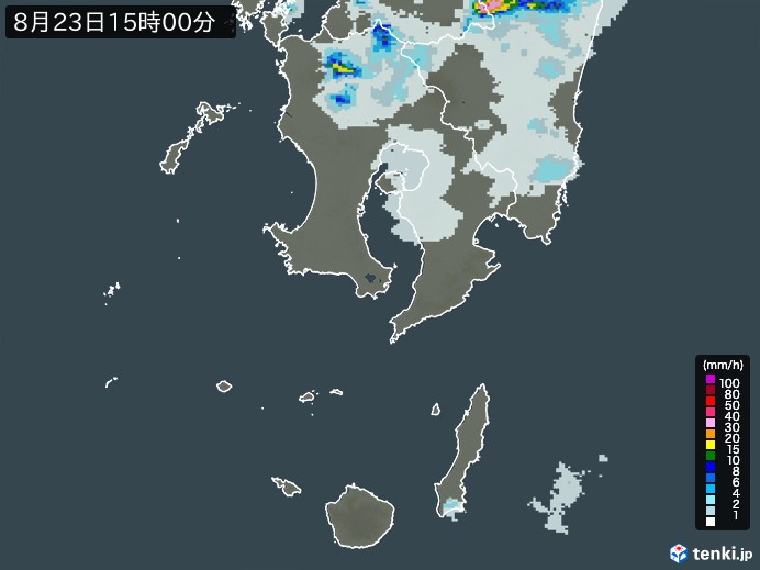 鹿児島県の雨雲レーダー(2023年08月23日)