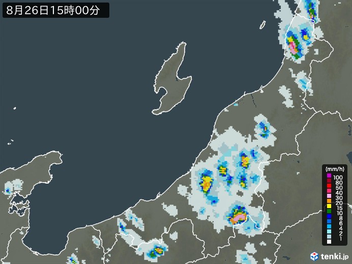 新潟県の雨雲レーダー(2023年08月26日)