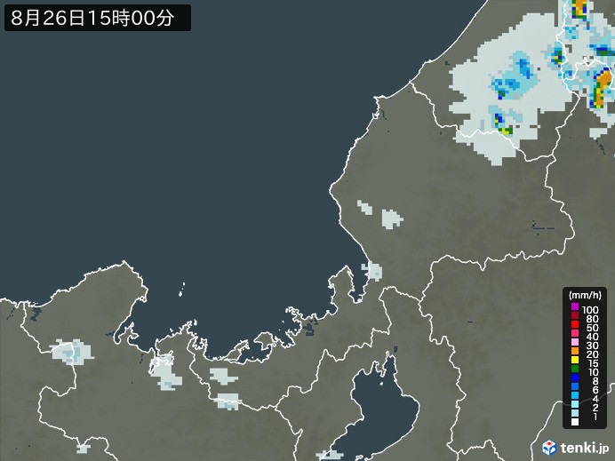 福井県の雨雲レーダー(2023年08月26日)