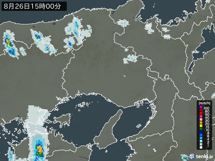 兵庫県の雨雲レーダー(2023年08月26日)