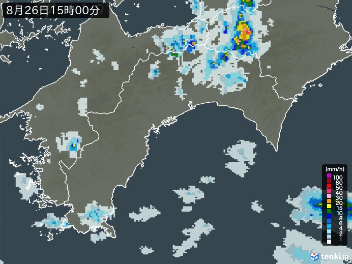 高知県の雨雲レーダー(2023年08月26日)
