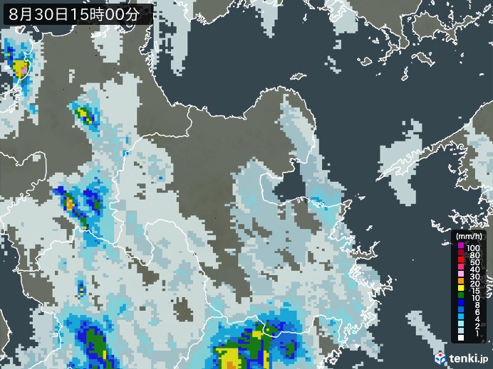 大分県の雨雲レーダー(2023年08月30日)
