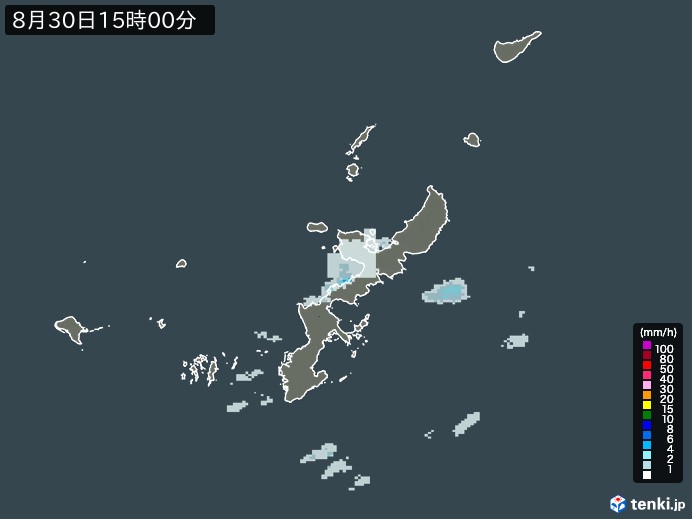沖縄県の雨雲レーダー(2023年08月30日)