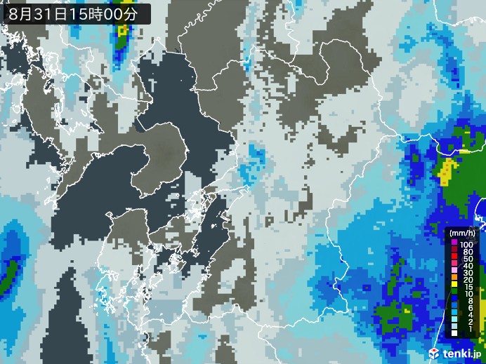 熊本県の雨雲レーダー(2023年08月31日)