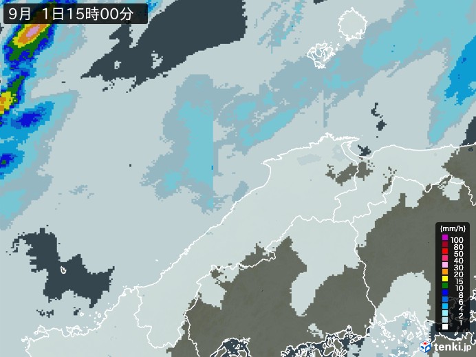 島根県の雨雲レーダー(2023年09月01日)
