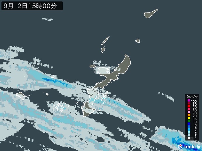 沖縄県の雨雲レーダー(2023年09月02日)