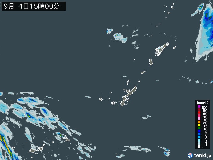 沖縄地方の雨雲レーダー(2023年09月04日)
