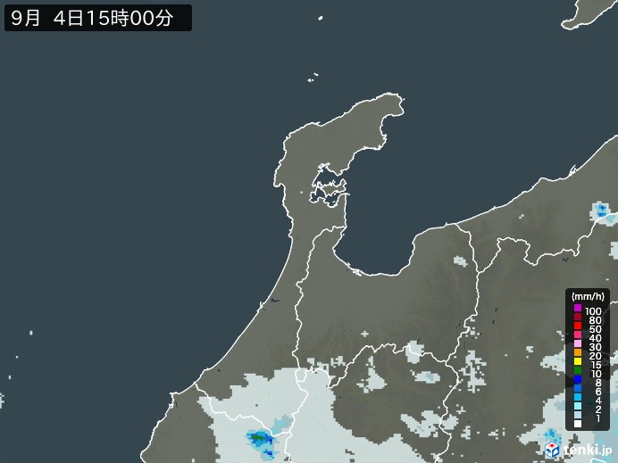 石川県の雨雲レーダー(2023年09月04日)