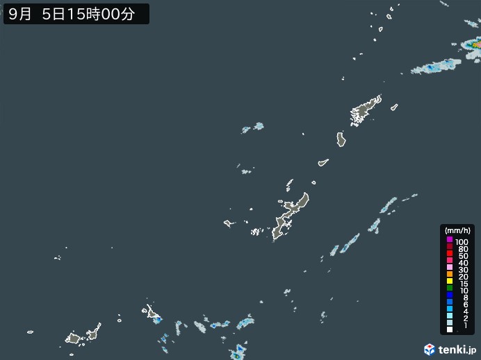 沖縄地方の雨雲レーダー(2023年09月05日)