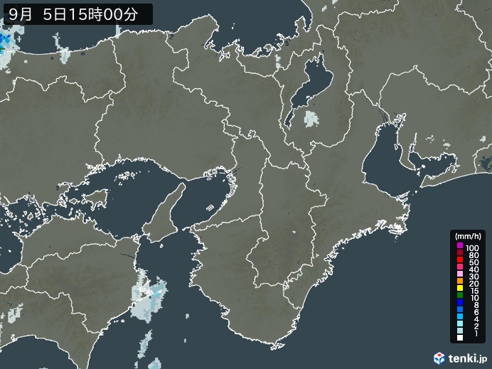 近畿地方の雨雲レーダー(2023年09月05日)