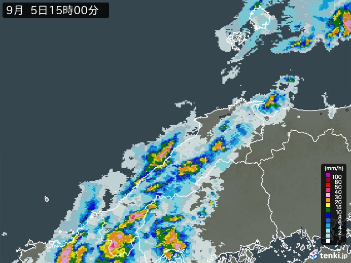 島根県の雨雲レーダー(2023年09月05日)