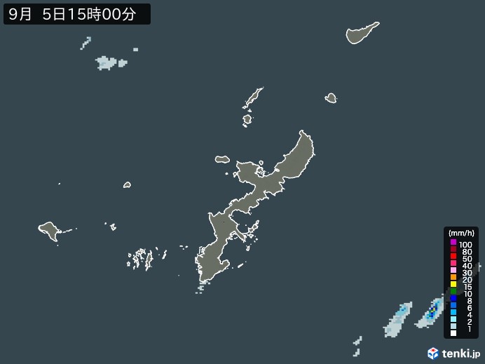 沖縄県の雨雲レーダー(2023年09月05日)