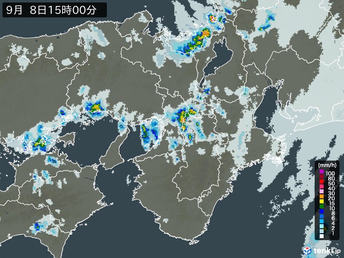近畿地方の雨雲レーダー(2023年09月08日)