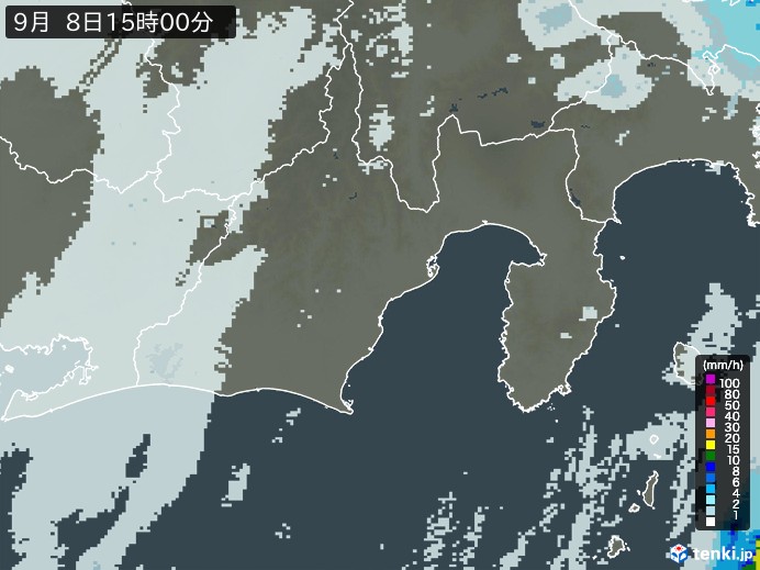 静岡県の雨雲レーダー(2023年09月08日)