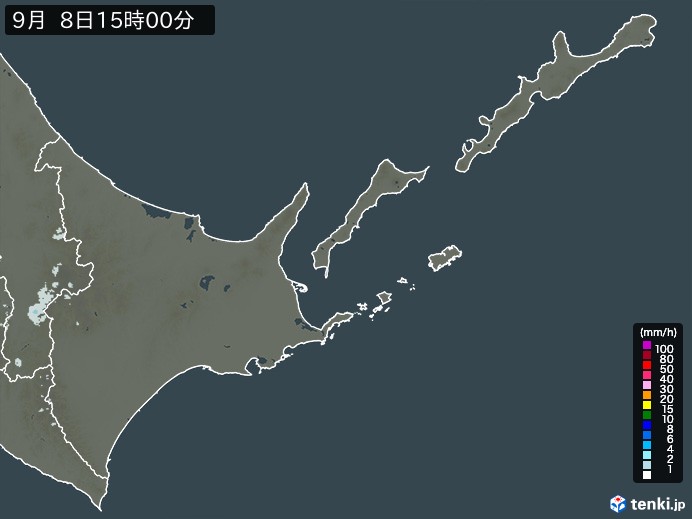 道東の雨雲レーダー(2023年09月08日)