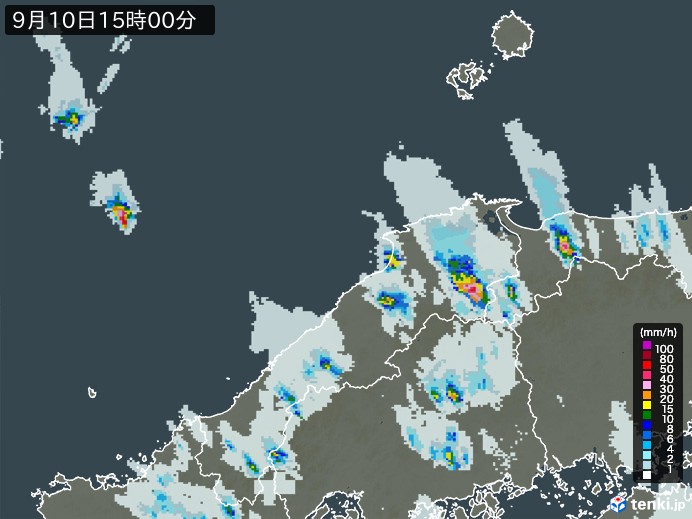 島根県の雨雲レーダー(2023年09月10日)