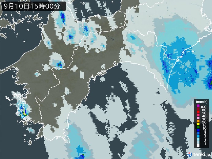 高知県の雨雲レーダー(2023年09月10日)