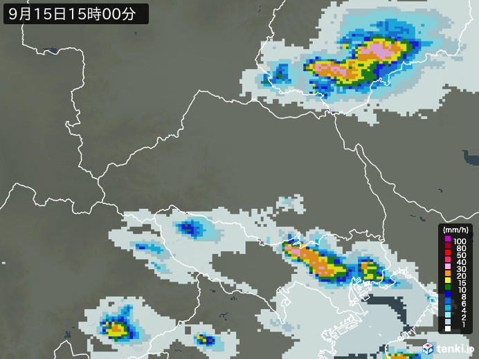 埼玉県の雨雲レーダー(2023年09月15日)