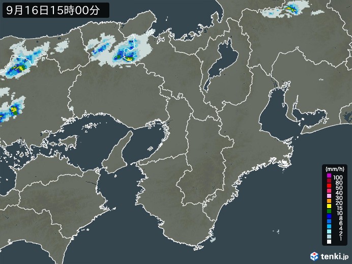 近畿地方の雨雲レーダー(2023年09月16日)