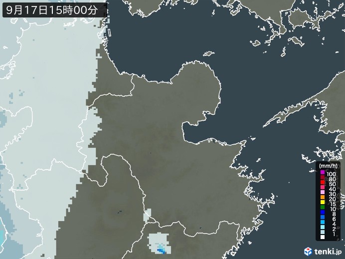 大分県の雨雲レーダー(2023年09月17日)