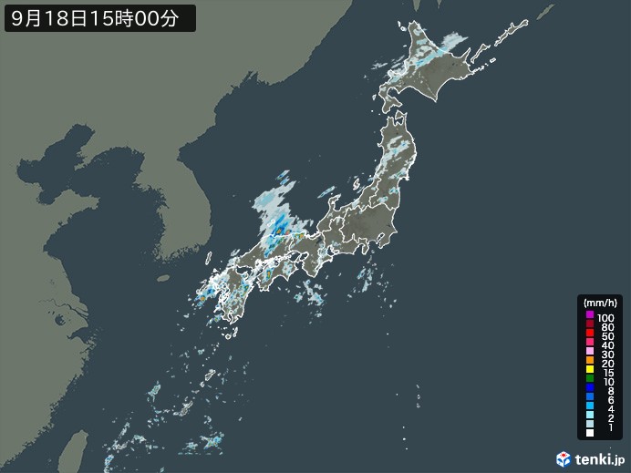 雨雲レーダー(2023年09月18日)