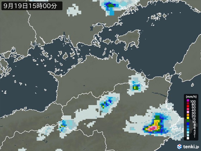 香川県の雨雲レーダー(2023年09月19日)