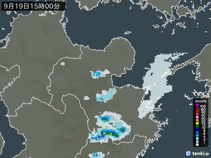 大分県の雨雲レーダー(2023年09月19日)
