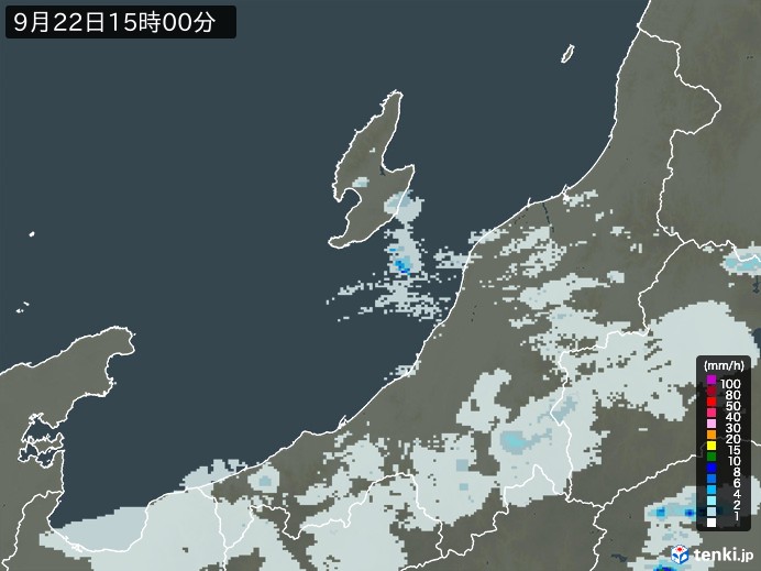 新潟県の雨雲レーダー(2023年09月22日)