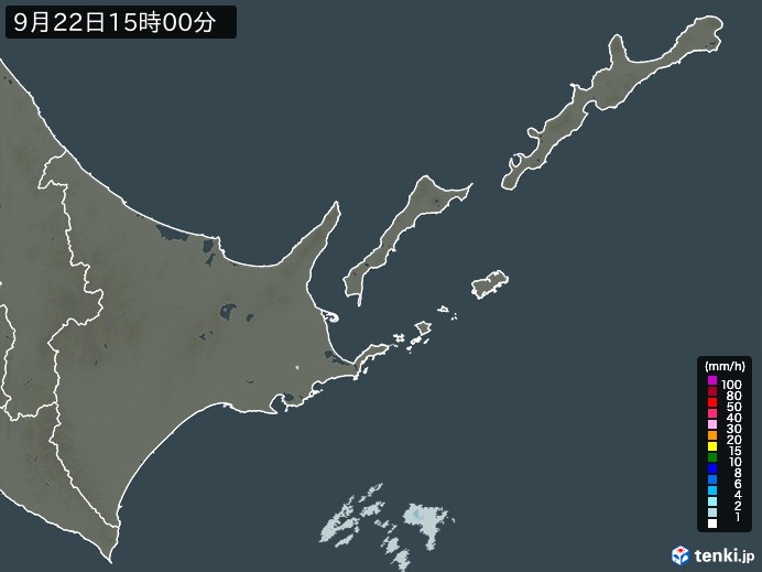 道東の雨雲レーダー(2023年09月22日)