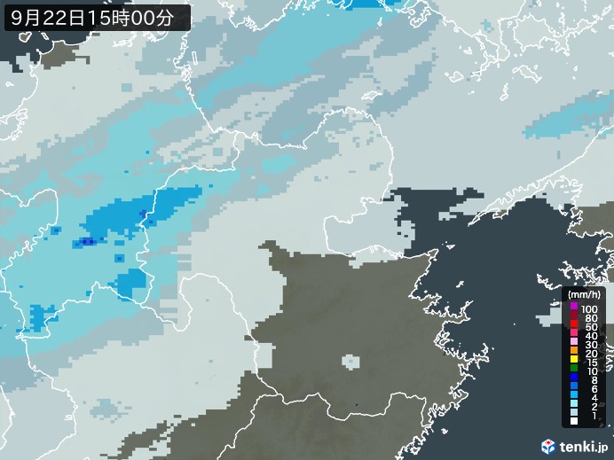 大分県の雨雲レーダー(2023年09月22日)