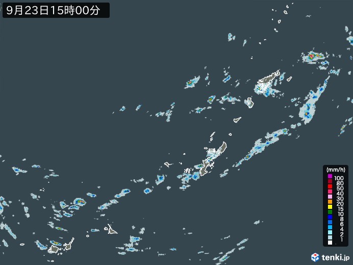沖縄地方の雨雲レーダー(2023年09月23日)