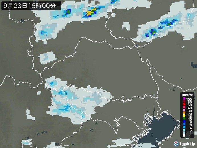 埼玉県の雨雲レーダー(2023年09月23日)