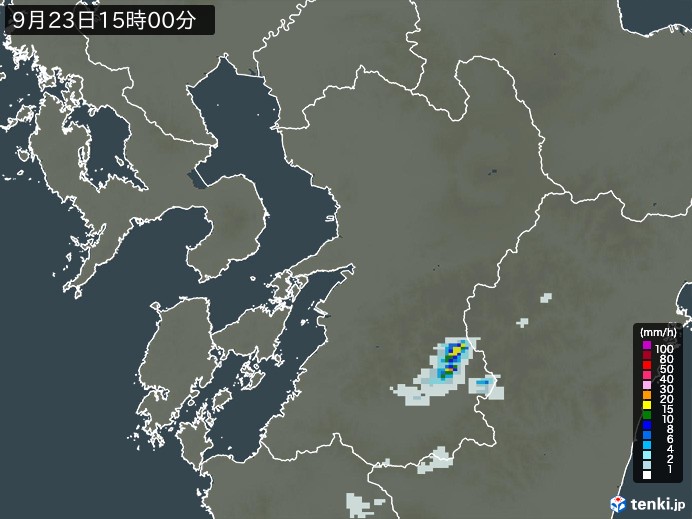 熊本県の雨雲レーダー(2023年09月23日)
